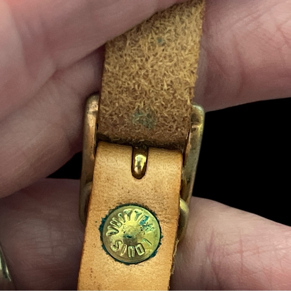 Authentic Louis Vuitton Tan Leather Luggage Travel Tag and Strap - Picture 7 of 12